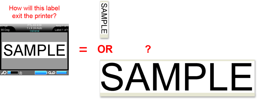 A poorly designed interface of an old printer can leave the user unsure if the printed label will be small and across the label tape, or very large and along a length of the label tape.